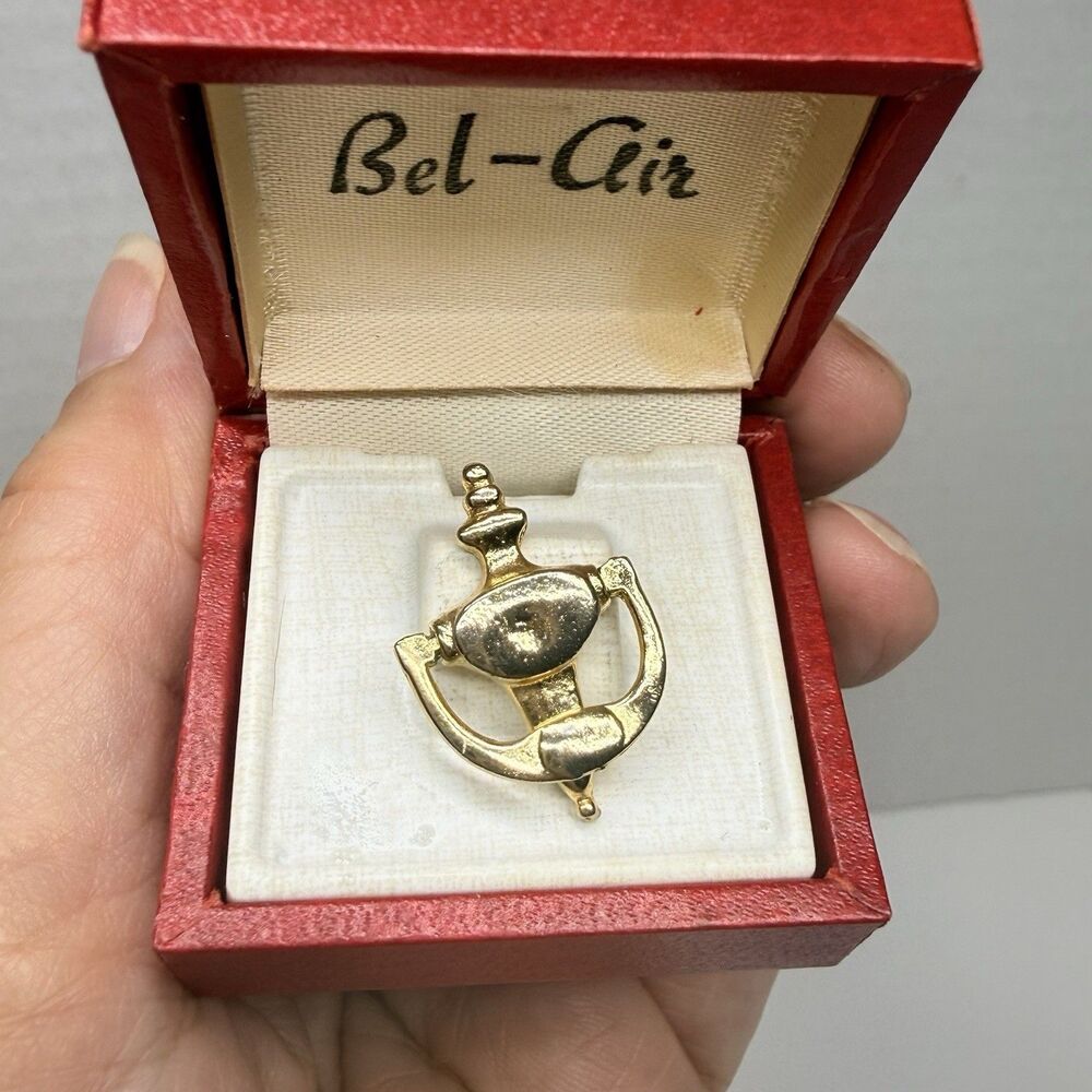 Vintage Bel-Air Gold Tone Articulated Door Knocker Tie Tack Pin